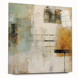 Abstract wall art featuring vibrant strokes in shades of blue, yellow, and pink, displayed in an acrylic frame showcasing a modern design, perfect for contemporary decor.