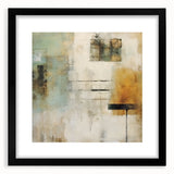 Abstract strokes wall art in a black frame with a mat, showcasing dynamic brushwork and vibrant colors, ideal for modern home decor. Perfect for adding a contemporary touch to living spaces.
