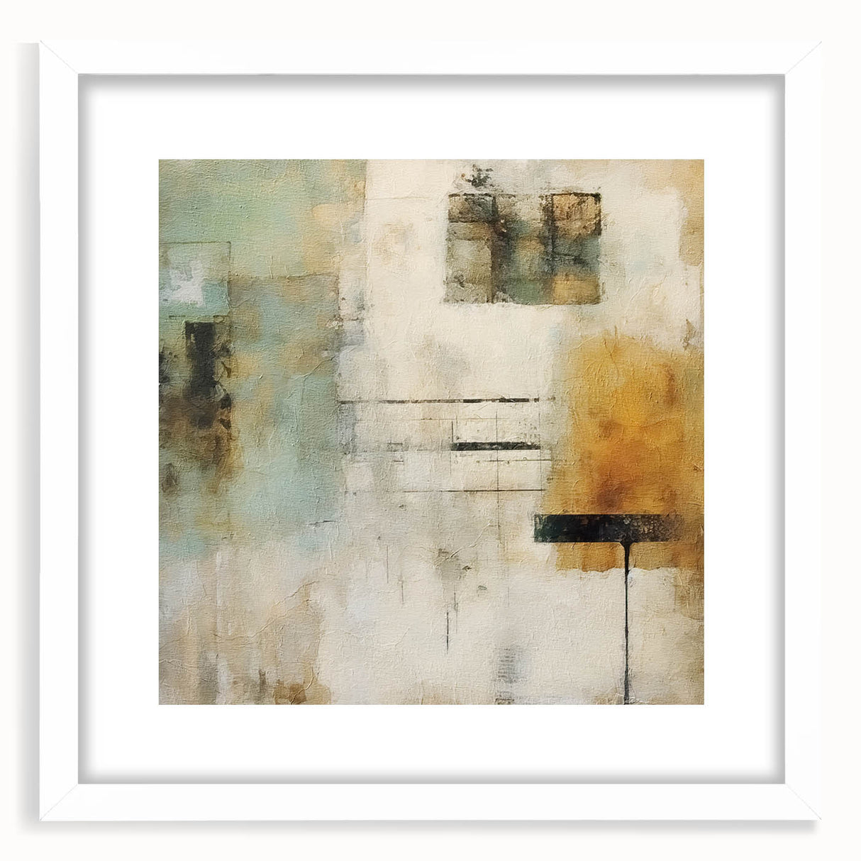 Abstract wall art featuring colorful strokes in a modern design, framed with a white mat, ideal for enhancing contemporary home decor. Perfect for art enthusiasts looking to elevate their space.
