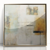 Abstract strokes wall art framed in acrylic, featuring gold accents and vibrant colors, designed to enhance modern decor in living spaces.