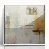 Framed abstract strokes wall art showcasing fluid white and gray patterns on acrylic, perfect for modern home decor, enhancing contemporary aesthetics.