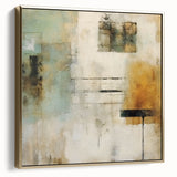 Framed canvas wall art showcasing a modern abstract design with silver and gold strokes on a textured background, ideal for contemporary home decor.