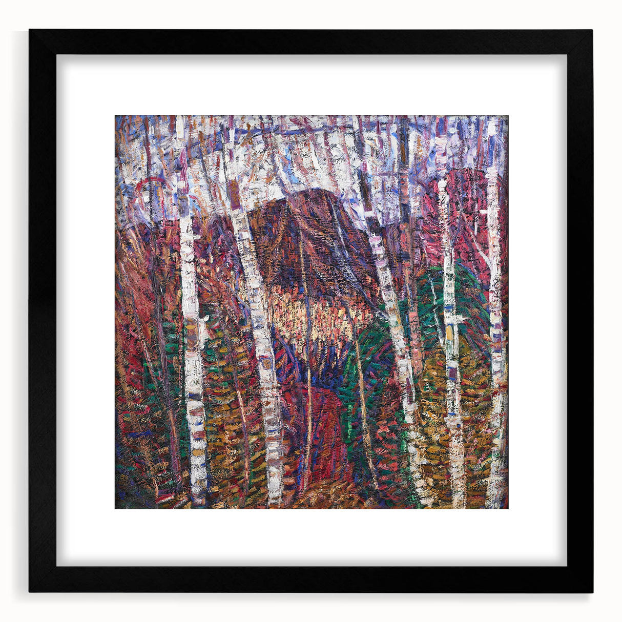 Modern Wall Art: Abstract Birch Forest in Vibrant Hues