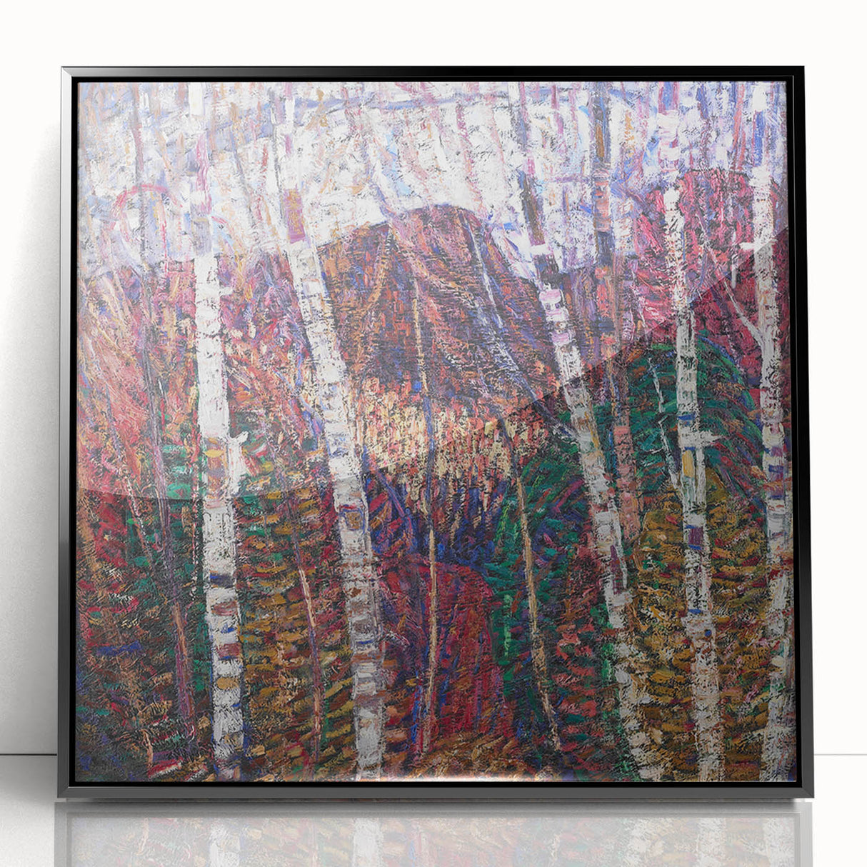 Modern Wall Art: Abstract Birch Forest in Vibrant Hues
