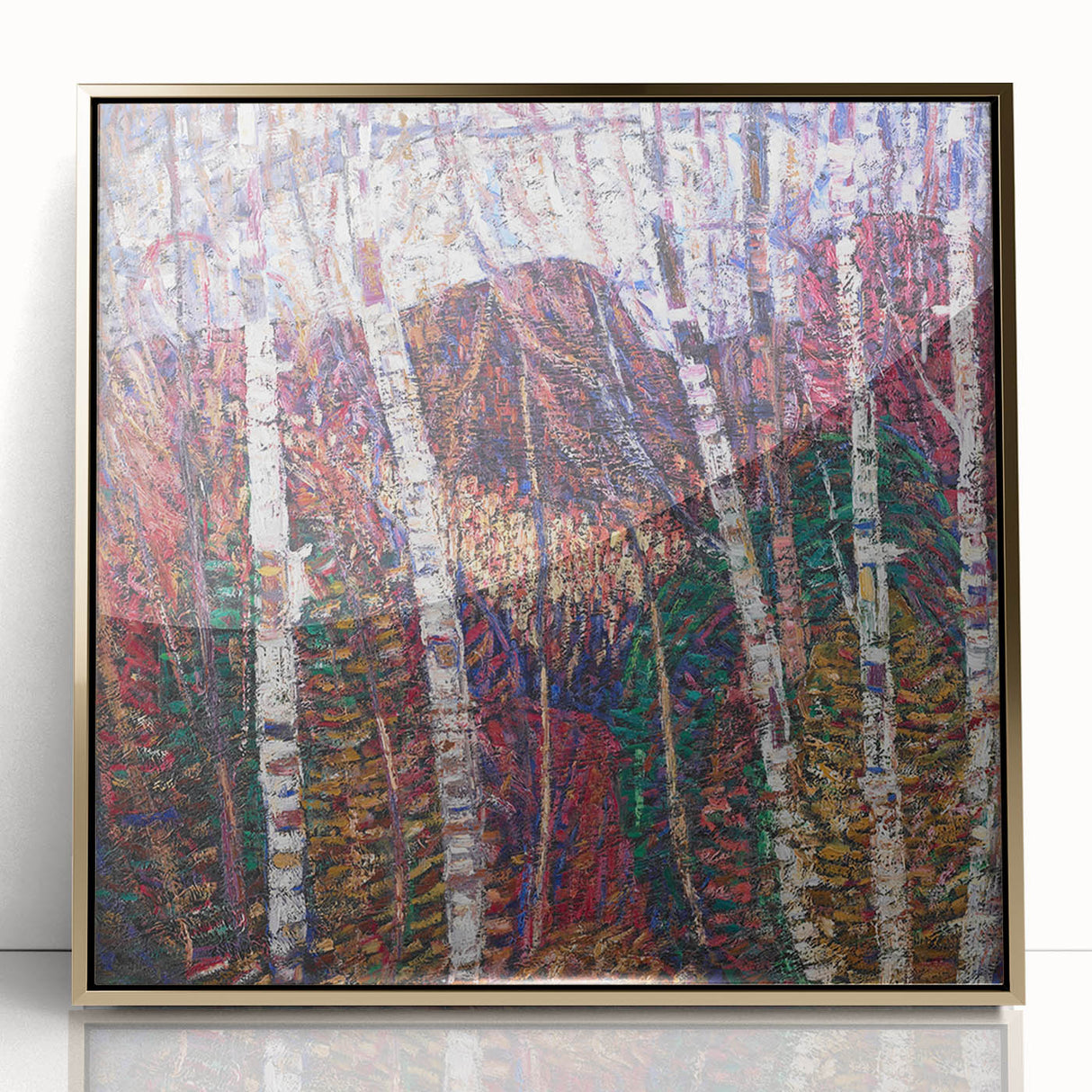 Modern Wall Art: Abstract Birch Forest in Vibrant Hues