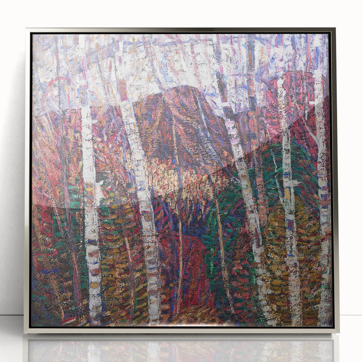 Modern Wall Art: Abstract Birch Forest in Vibrant Hues