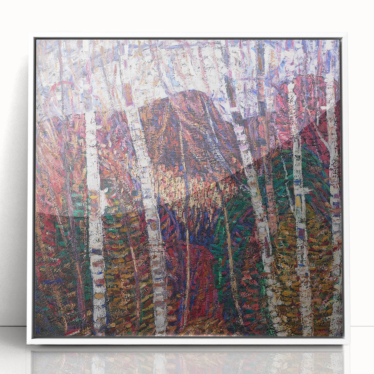 Modern Wall Art: Abstract Birch Forest in Vibrant Hues
