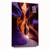 Acrylic glass artwork depicting vibrant landscapes and caves, showcasing intricate details and rich colors, ideal for contemporary home decor.