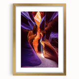 Elegant gold-framed landscape artwork featuring intricate cave designs, set against a mat for added sophistication, perfect for enhancing modern home decor.