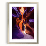 Framed landscape artwork depicting a serene cave scene, featuring intricate details and a silver mat. Ideal for home decor, adding a touch of nature-inspired elegance.