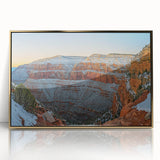 Framed acrylic artwork showcasing a stunning landscape of cliffs bathed in golden hues, perfect for modern home decor. Ideal for adding elegance to any space.