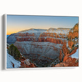 Framed canvas artwork showcasing a stunning cliff landscape view with vibrant colors, set against a white background, ideal for home decor enthusiasts.