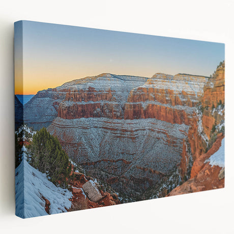 Stretched canvas artwork depicting vibrant cliff landscapes in rich earth tones, showcasing intricate details and textures, perfect for nature-inspired decor.