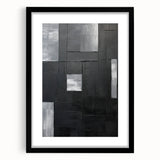 Framed Dining Room Prints - Black & Silver Textured Abstract Art