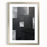 Framed Dining Room Prints - Black & Silver Textured Abstract Art