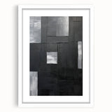 Framed Dining Room Prints - Black & Silver Textured Abstract Art