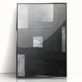 Framed Dining Room Prints - Black & Silver Textured Abstract Art