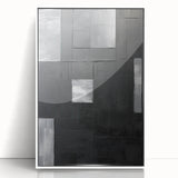 Framed Dining Room Prints - Black & Silver Textured Abstract Art