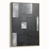 Framed Dining Room Prints - Black & Silver Textured Abstract Art
