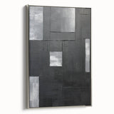 Framed Dining Room Prints - Black & Silver Textured Abstract Art