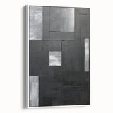 Framed Dining Room Prints - Black & Silver Textured Abstract Art