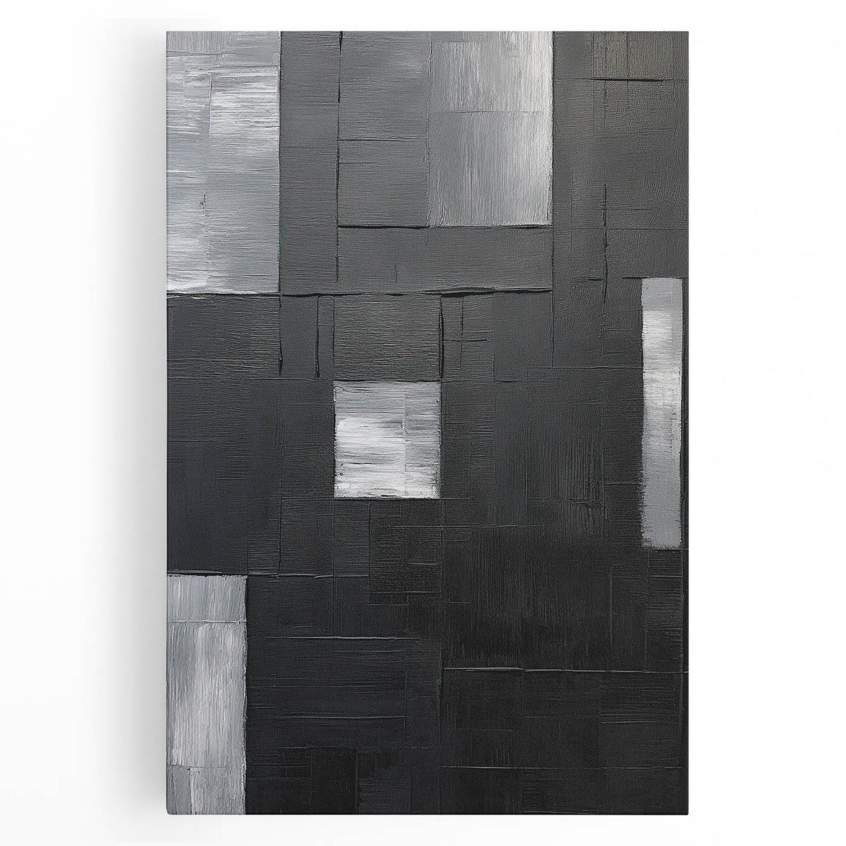 Framed Dining Room Prints - Black & Silver Textured Abstract Art