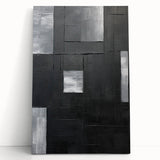 Framed Dining Room Prints - Black & Silver Textured Abstract Art
