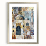 Abstract architecture wall art framed in silver with a mat, showcasing modern design elements and geometric shapes, perfect for contemporary home decor.