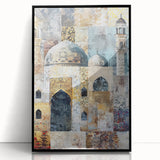 Framed abstract architecture wall art featuring geometric shapes and a sleek black acrylic finish, perfect for modern home decor and stylish interiors.