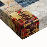 Close-up of a vibrant abstract architecture wall art piece on stretched canvas, showcasing intricate geometric patterns and bold colors, perfect for modern decor.