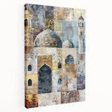 Abstract architecture wall art on stretched canvas showcases geometric shapes in vibrant colors, adding a modern touch to any interior space. Ideal for contemporary decor.