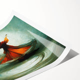 Abstract figurative wall art print showcasing vibrant colors and dynamic shapes, rolled and ready for display. Perfect for modern interior decor.