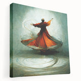 Abstract figurative wall art on stretched canvas showcasing vibrant colors and dynamic shapes, ideal for modern home decor or art enthusiasts.