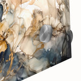 Close-up view of vibrant abstract floral wall art printed on acrylic glass, showcasing intricate details and vivid colors, perfect for modern decor.