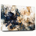 Abstract floral wall art displayed in a side view, showcasing vibrant colors on acrylic glass, with visible pins securing the artwork in place. Perfect for modern home decor.