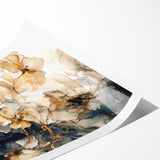 Abstract floral wall art print showcasing vibrant colors and intricate designs, rolled for easy transport and display, ideal for modern home decor.