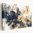 Abstract floral wall art on a stretched canvas, showcasing vibrant colors and intricate patterns, displayed in a side view emphasizing its depth and texture. Ideal for modern home decor or art enthusiasts looking to enhance their interior space.