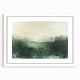 Abstract landscape wall art framed in matte white, showcasing vibrant colors and fluid shapes that evoke nature's beauty, perfect for modern home decor.