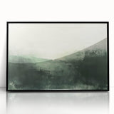 Framed acrylic wall art featuring an abstract landscape design in soft pastel colors, showcasing a modern aesthetic perfect for home decor. The artwork is presented in a sleek black frame, adding an elegant touch to any room's ambiance.