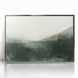 Framed abstract landscape wall art in silver acrylic, showcasing vibrant colors and intricate patterns, perfect for modern home decor. Ideal for enhancing living spaces.