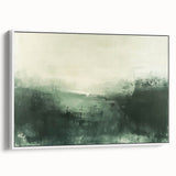Framed abstract landscape wall art featuring soft pastel colors and a serene white background, ideal for modern home decor and enhancing living spaces.
