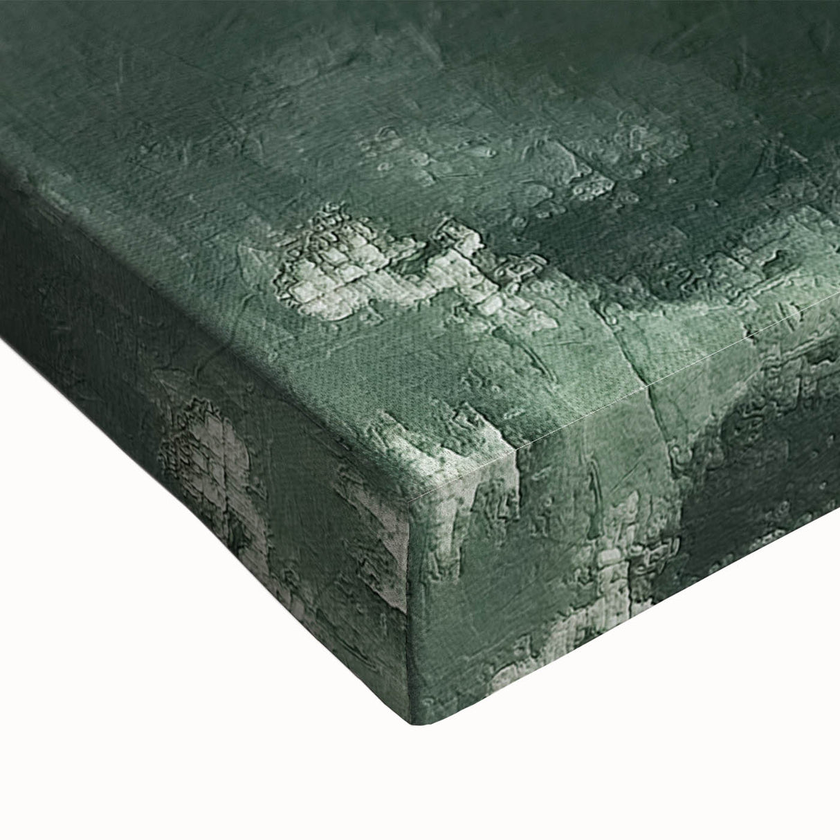 Close-up of abstract landscape wall art on stretched canvas, showcasing vibrant colors and intricate textures, ideal for modern home decor.