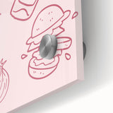 Large abstract wall art in acrylic glass, featuring mid-century modernist style with vibrant colors.