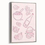 Landscape art painting of a colorful vintage poster on a framed canvas, ideal for dining room decor.