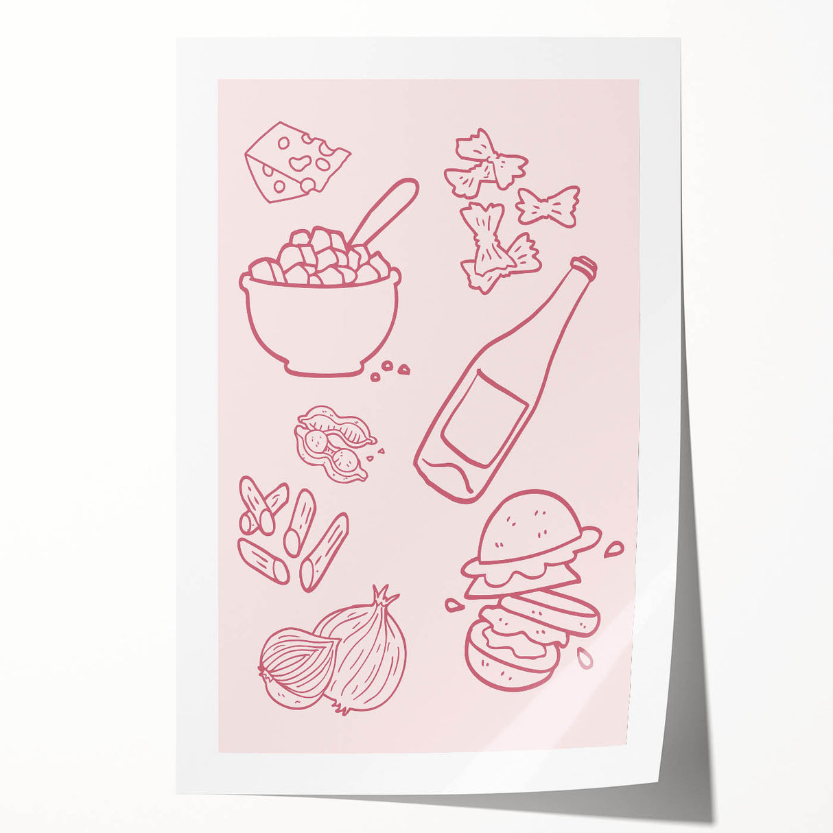 Extra large rolled print featuring a vibrant display of various fruits and vegetables, ideal for art wall dining room decor.