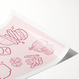 Extra large wall art featuring line art flowers in black on white, rolled print, suitable for large living room decor.