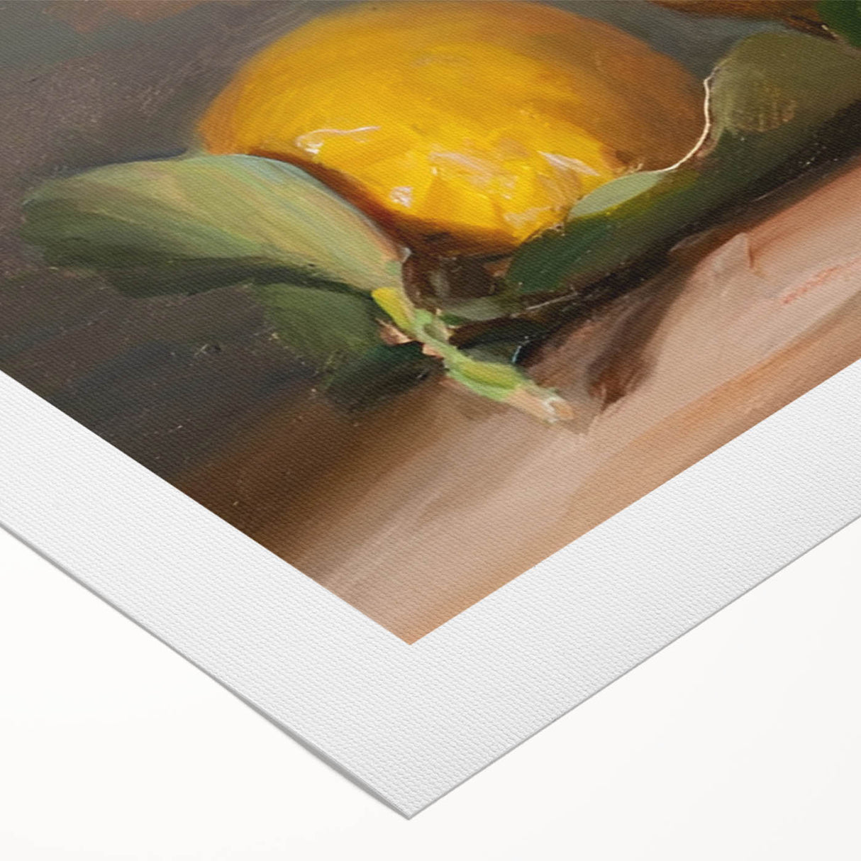 Art deco poster featuring an array of colorful fruits on rolled canvas, ideal for dining room decor.
