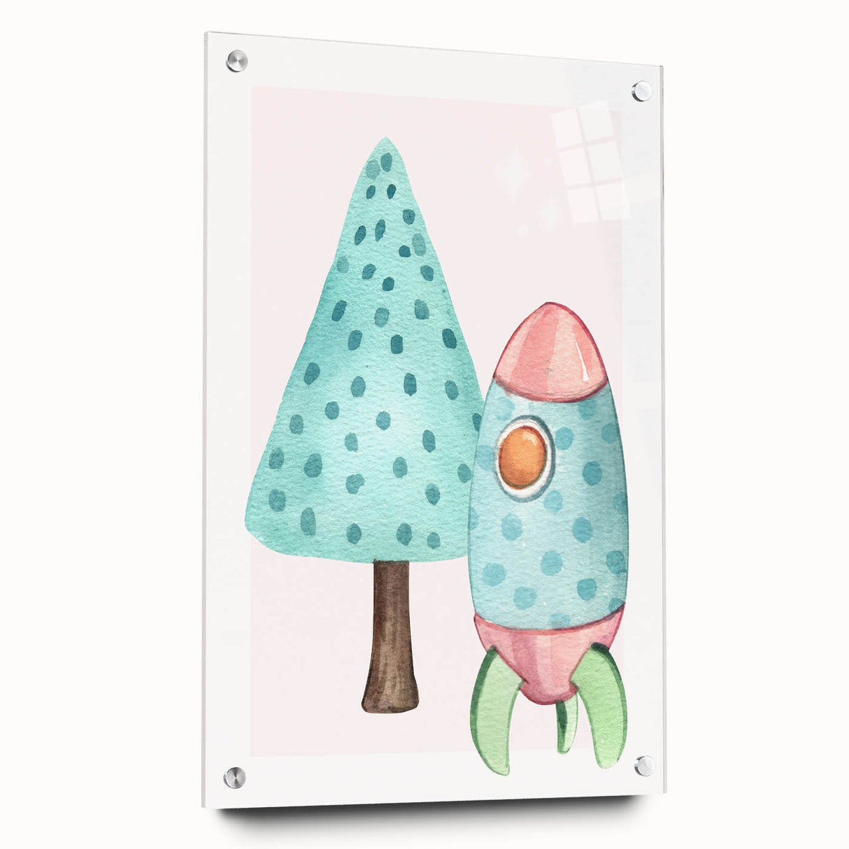 Girls Room Wall Art - Rocket & Tree Kids Room Art Prints