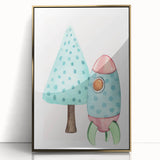 Girls Room Wall Art - Rocket & Tree Kids Room Art Prints