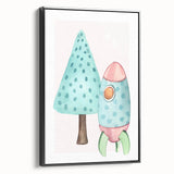 Girls Room Wall Art - Rocket & Tree Kids Room Art Prints